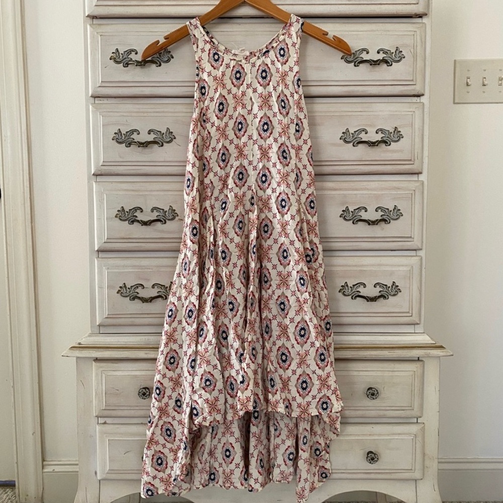 Vici en crème high low print boho tank dress S